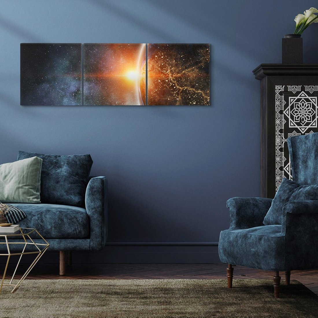 Obraz na płótnie 120x40 - Fascynująca kosmiczna aura - kosmos, ziemia