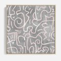 Obraz w ramie 50x50 - Sploty odblasków i zawirowań - abstrakcyjne rysunki, wzorek - rama drewno