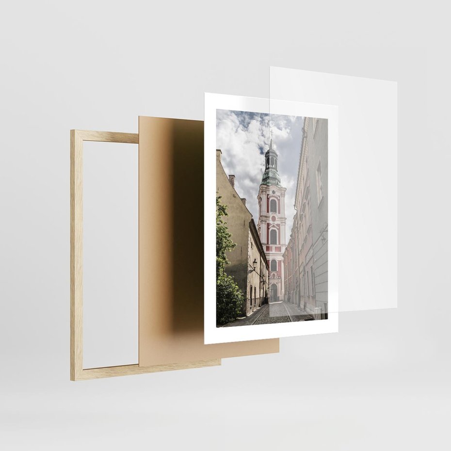 Plakat w ramie 30x40 - Magia perspektywy uliczki - uliczka, perspektywa - rama drewno