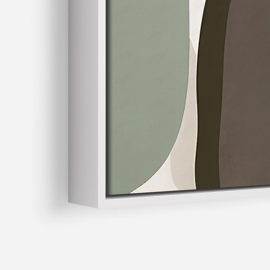 Obraz w ramie 120x80 - Fale w Zieleni - abstrakcyjne kształty, zgaszona zieleń - rama biała
