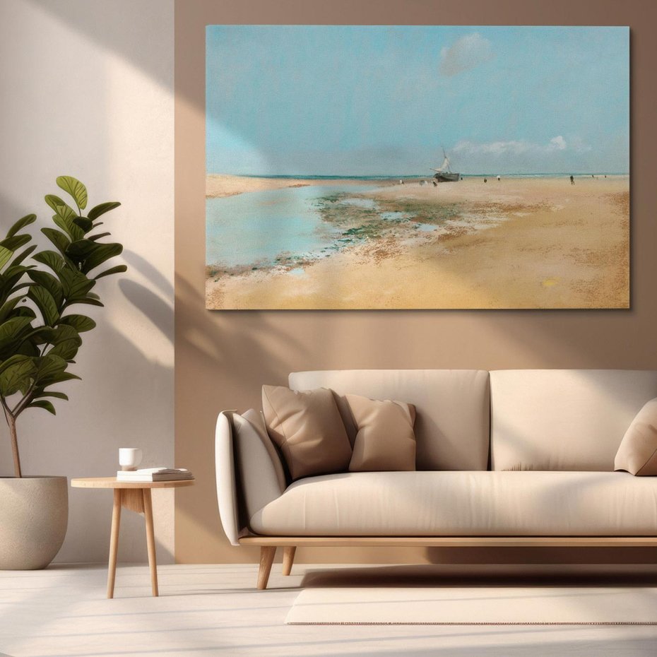 Obraz na płótnie 120x80 - Beach at Low Tide (Mouth of the River) (1869), Edgar Degas - Reprodukcja - reprodukcja, obraz na płótnie