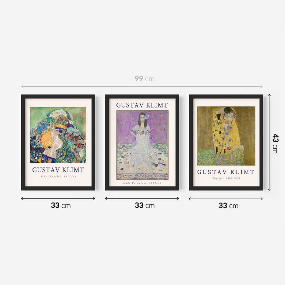 Zestaw obrazy w ramie 30x40 galeria - Gustav, Klimt, reprodukcje - rama czarna