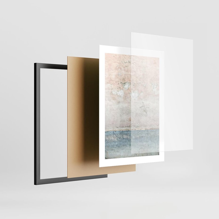 Plakat w ramie 30x40 - Obraz Starej Ściany z Delikatnymi Odcieniami - ściana, stara ściana - rama czarna