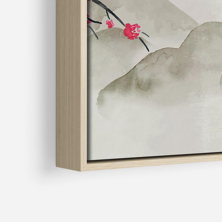 Obraz w ramie 80x80 - Harmonia Japandi - styl japandi, japonia - rama drewno