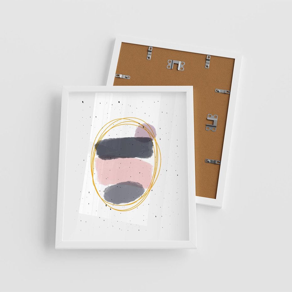 Plakat w ramie 40x50 - Migocące Odbicia - abstrakcyjna kompozycja, jak ręcznie malowana - rama biała