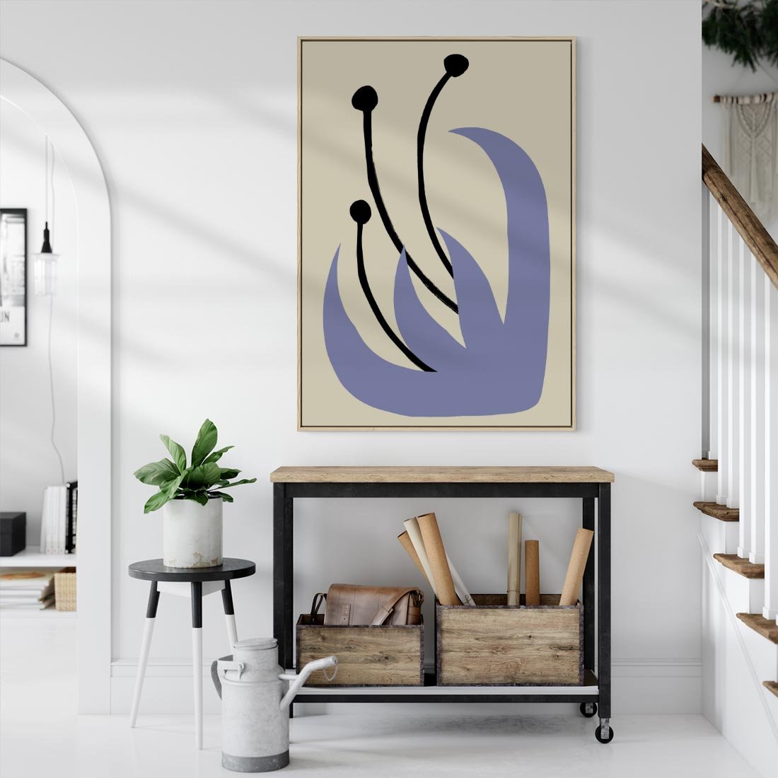 Obraz w ramie 80x120 - Bezgraniczne Przenikanie - minimalizm, boho plakat - rama drewno