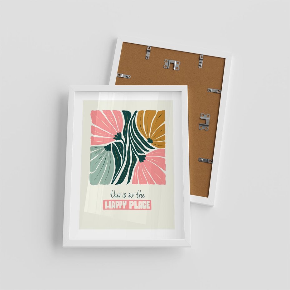 Plakat w ramie 30x40 - Impresje kwiatowej abstrakcji - retro kwiatowa grafika, kompozycja - rama biała