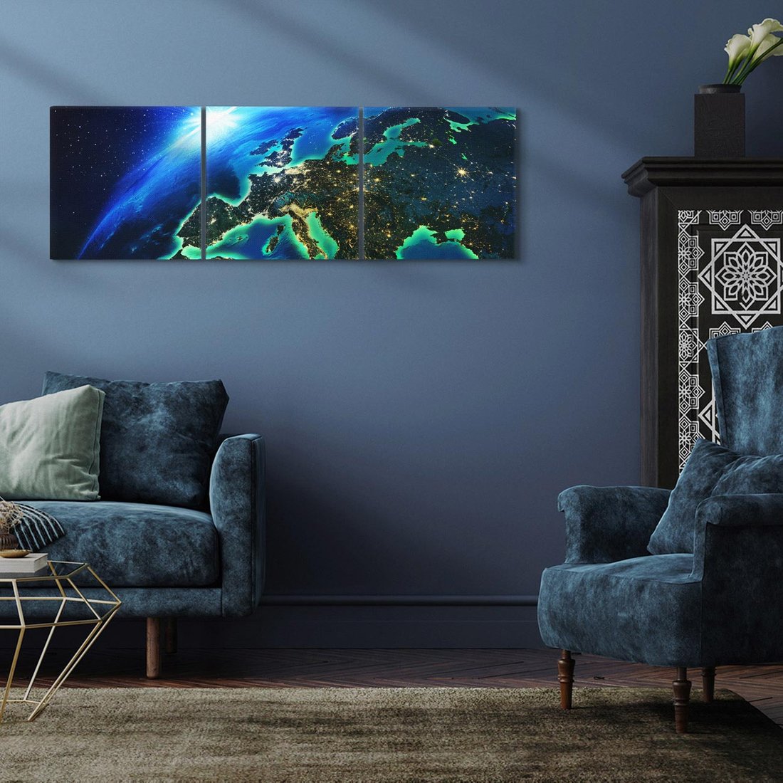 Obraz na płótnie 120x40 - Kosmiczna podróż: piękno Ziemi - kosmos, ziemia