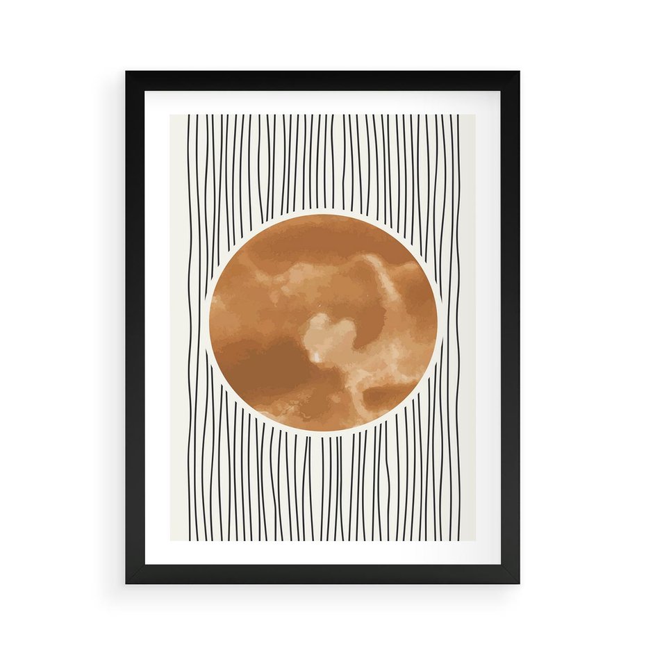 Plakat w ramie 50x70 - Eteryczne Krągłe Echa - boho obraz, geometria - rama czarna