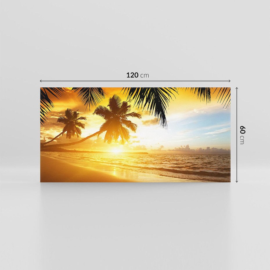 Obraz na płótnie 120x60 - Sielska plaża z palmami i morzem - plaża, morze