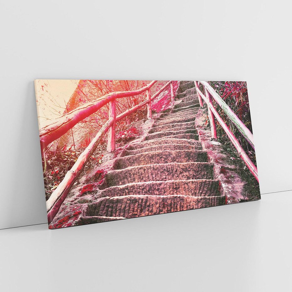 Obraz na płótnie 120x60 - Schody prowadzące do nieznanych ścieżek - schody, ścieżka