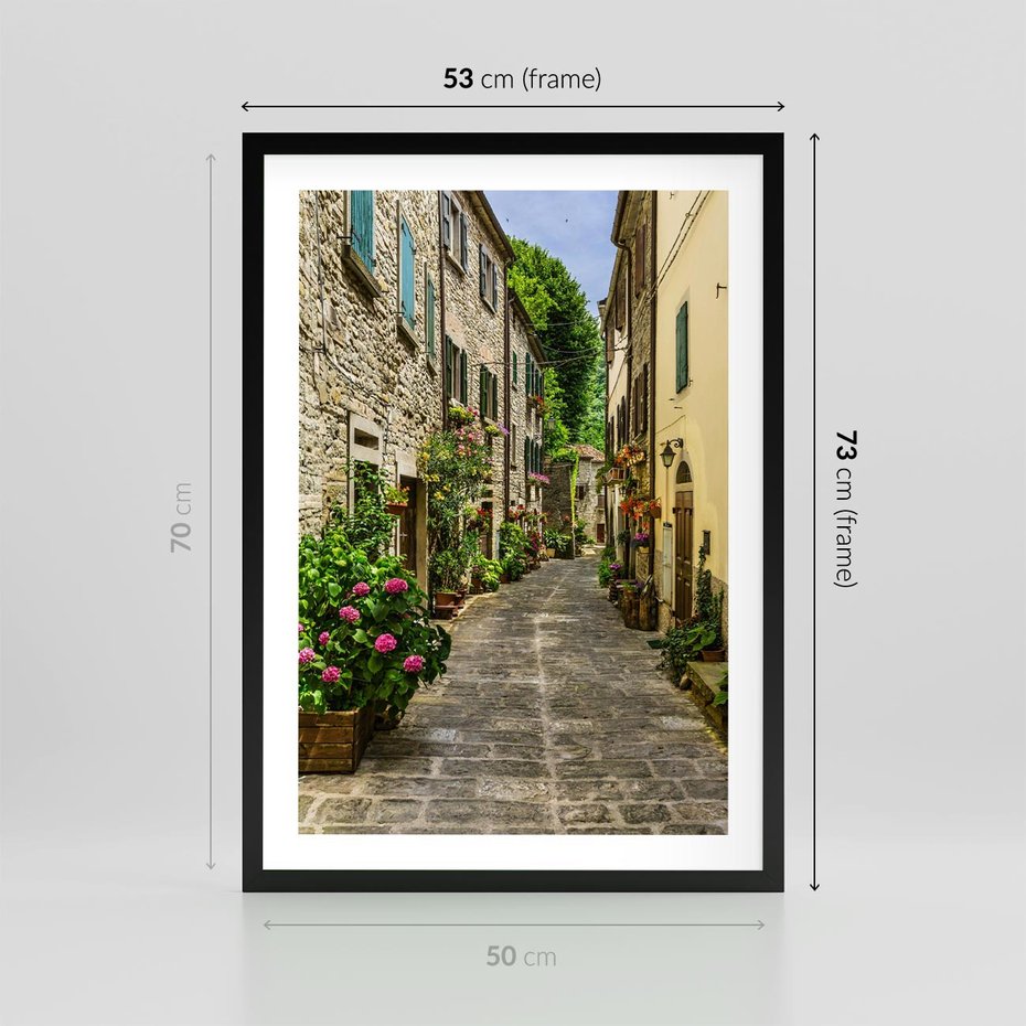 Plakat w ramie 50x70 - Spacer po Złotej Alei - uliczka, perspektywa - rama czarna