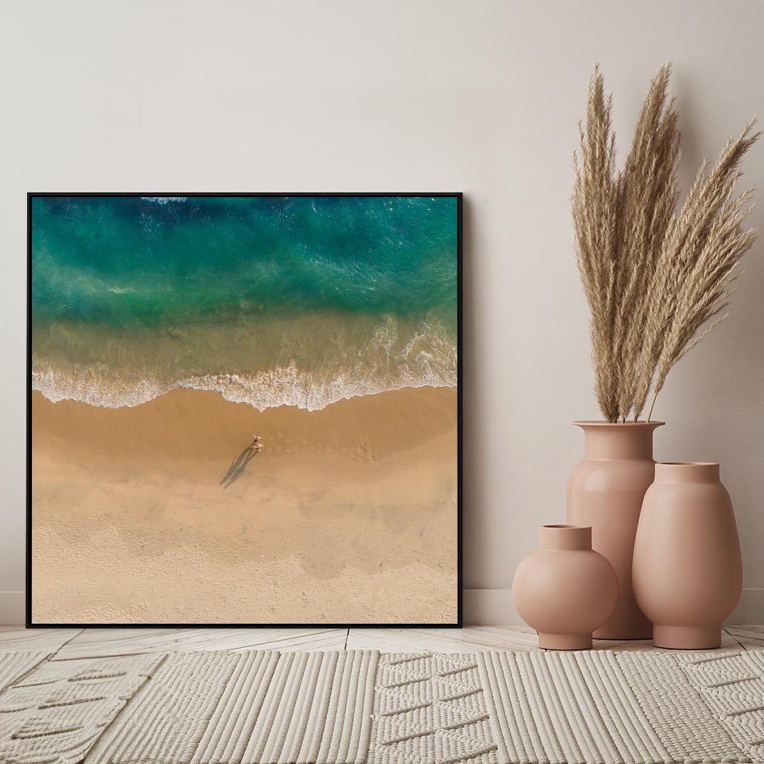 Obraz w ramie 50x50 - Oaza Relaksu - plaża, morze - rama czarna
