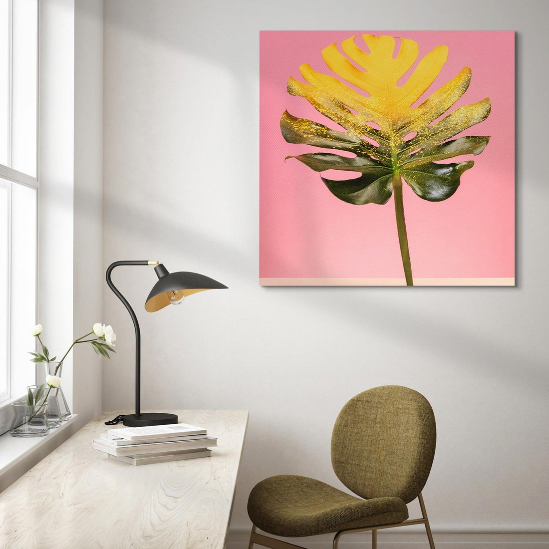 Obraz na płótnie 50x50 - Majestatyczna monstera - monstera, liść