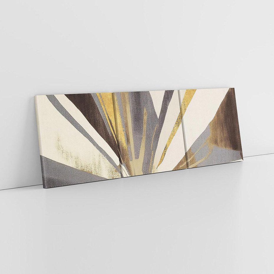 Obraz na płótnie 120x40 - Szept roślinnych emocji - olejna abstrakcja, złoto i brąz