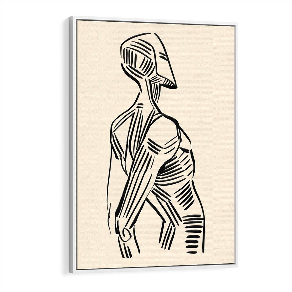 Obraz w ramie 70x100 - Eksploracja Wizualna - szkic, czarno biały - rama biała