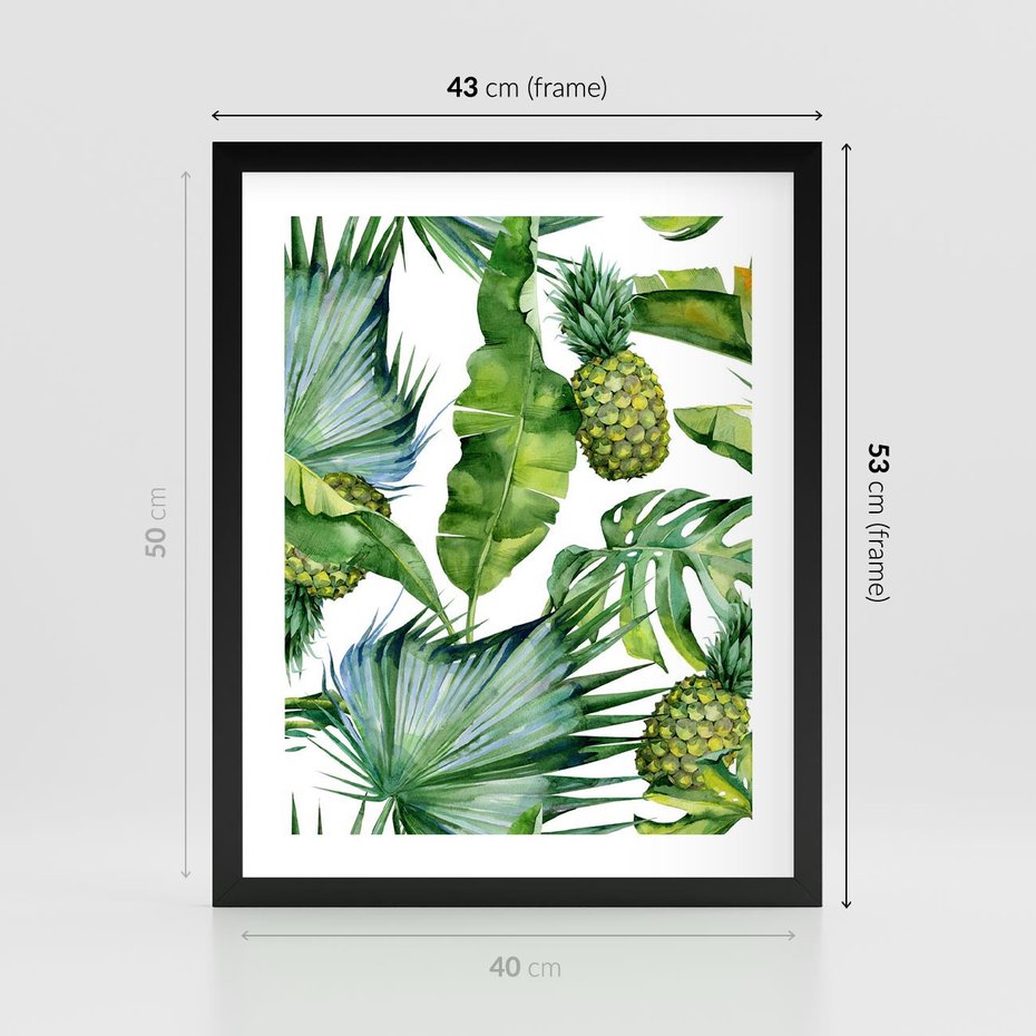 Plakat w ramie 40x50 - Oaza Natury - liście, tropikalne - rama czarna