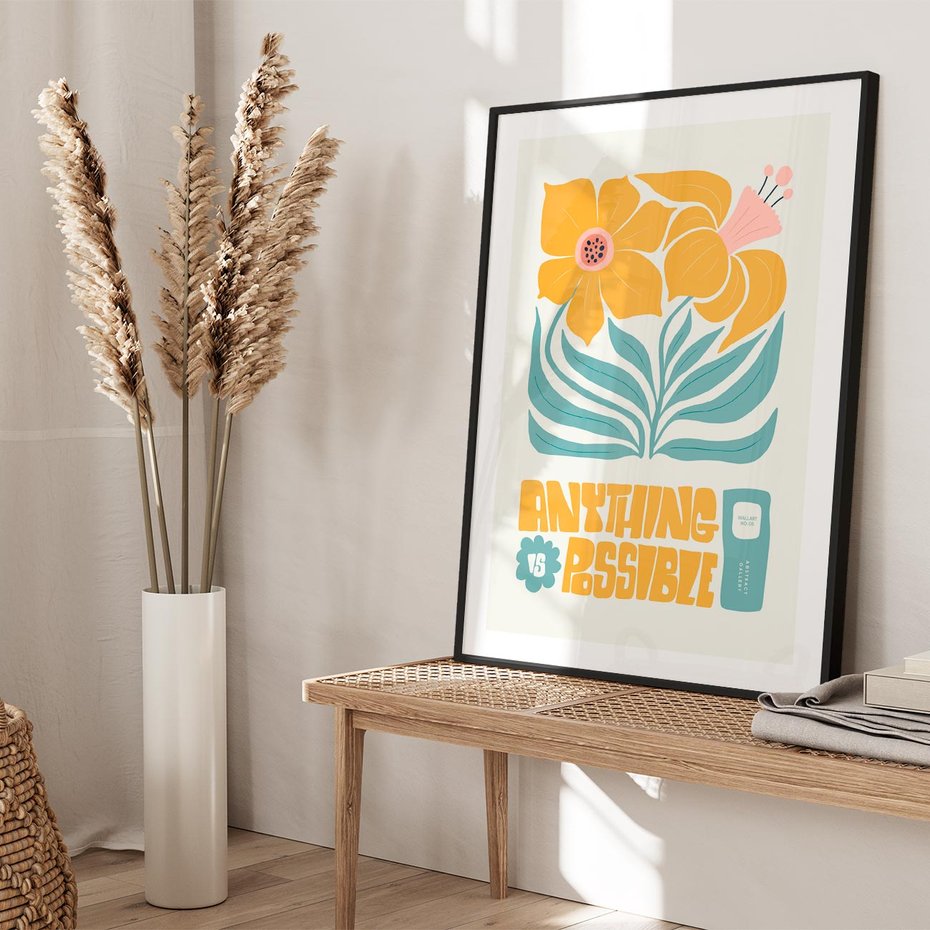 Plakat bez ramy 50x70 - Kolorowa Harmonia - sztuka nowoczesna, pastelowe kwiaty