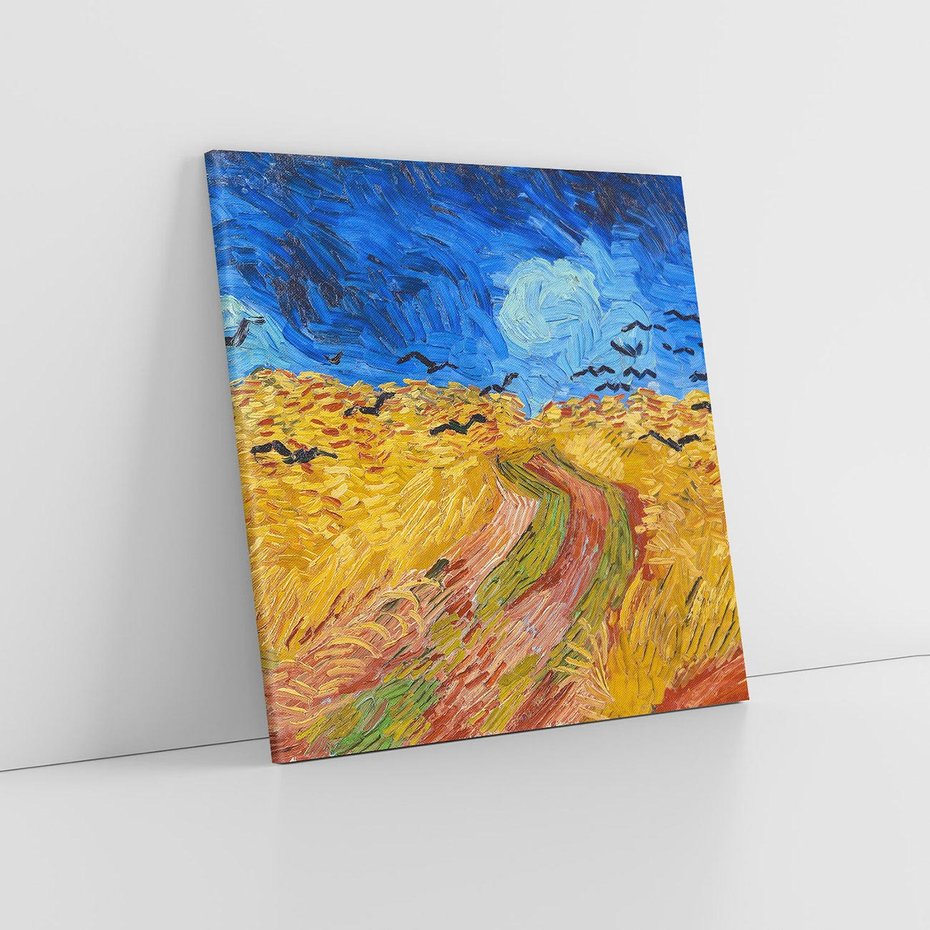 Obraz na płótnie 60x60 - "Wheatfield with Crows" (1890) Vincent van Gogh - Reprodukcja - reprodukcja, obraz na płótnie