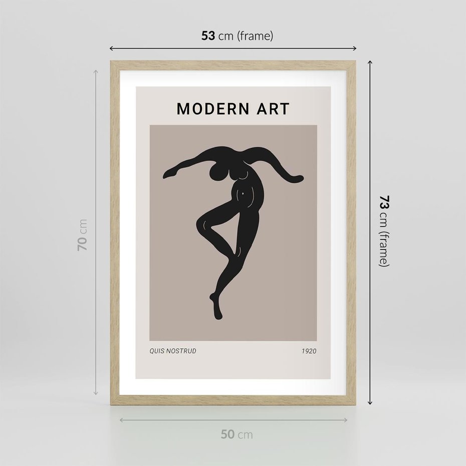Plakat w ramie 50x70 - Modernistyczna Wizja - plakat modern, czarna postać - rama drewno