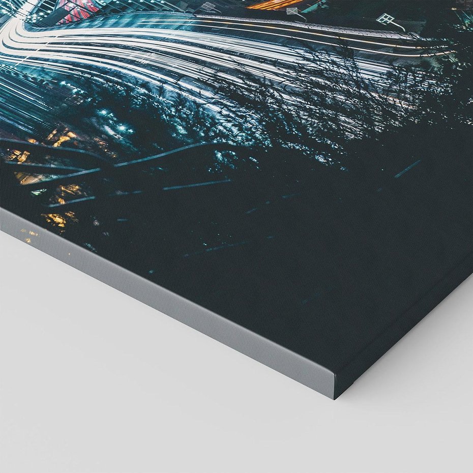 Obraz na płótnie 70x100 - Most nocą - Światła i refleksy - most, światła