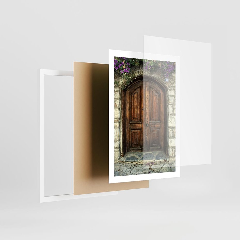 Plakat w ramie 50x70 - Tajemnicze stare drzwi - stare, drzwi - rama biała