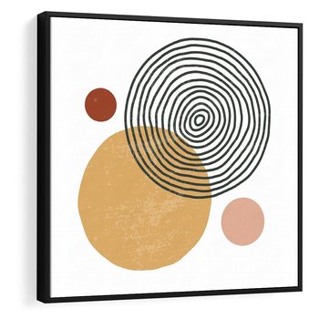 Obraz w ramie 50x50 - Wewnętrzne Formy - koła okręgi, abstrakcyjna nowoczesna sztuka - rama czarna