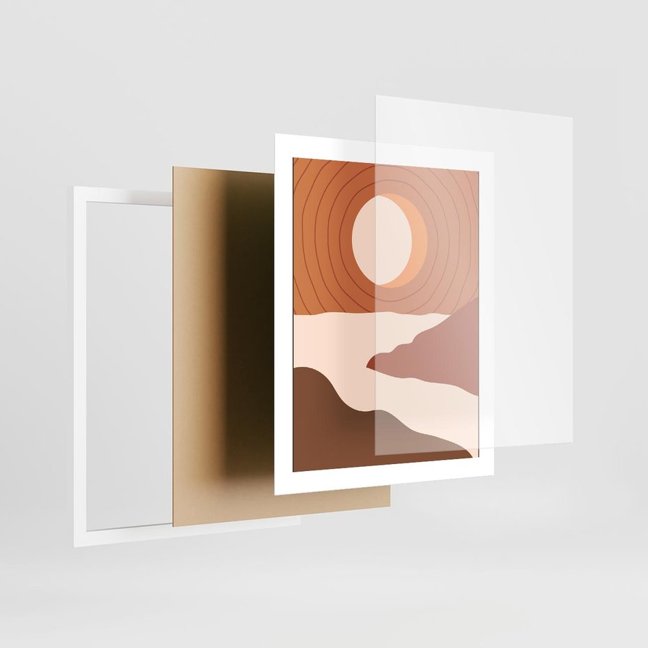 Plakat w ramie 40x50 - Sztuka Zachodu Słońca: Nowoczesna Sceneria - plakat, nowoczesna grafika - rama biała