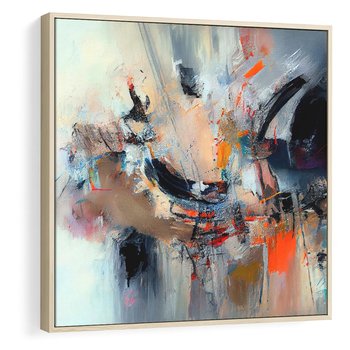Obraz w ramie 50x50 - Kontrapunkty zatajonych uczuć - dynamiczna abstrakcja, bałagan na płótnie - rama drewno