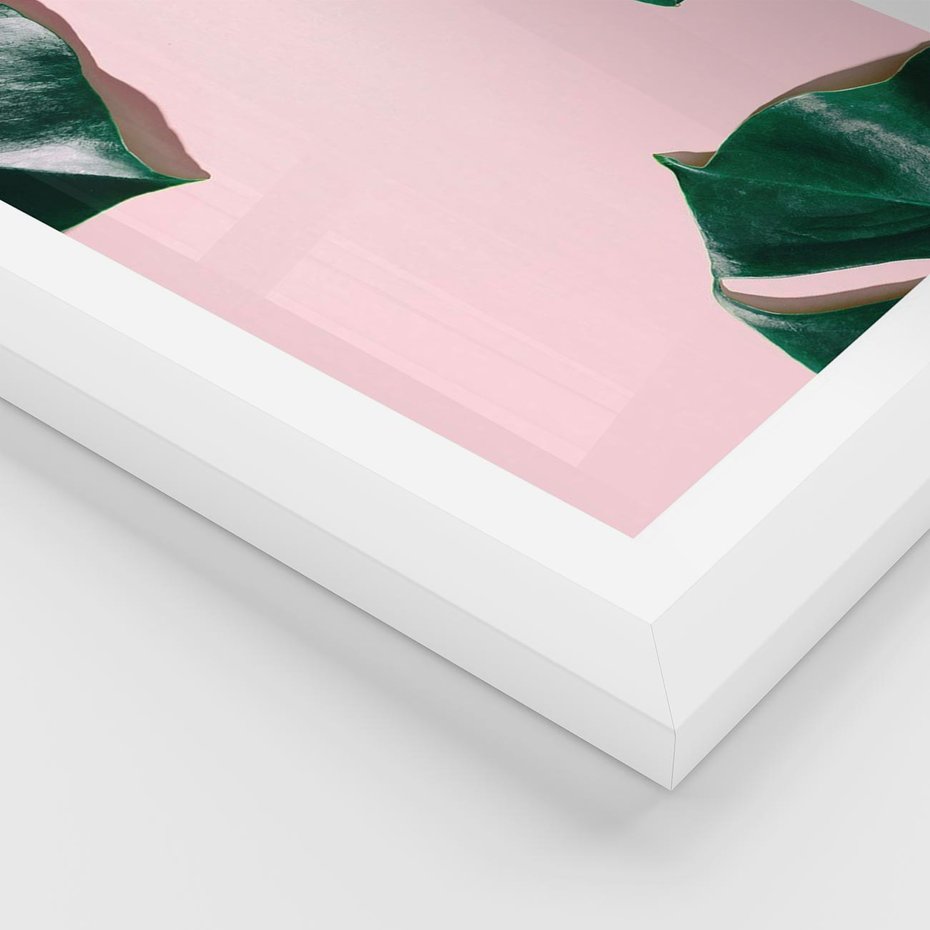 Plakat w ramie 30x40 - Minimalizm Natury - minimalizm, liście monstery - rama biała