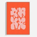 Obraz w ramie 70x100 - Taniec Abstrakcji - kwiaty, energetyczne pomarańczowe tłó - rama biała
