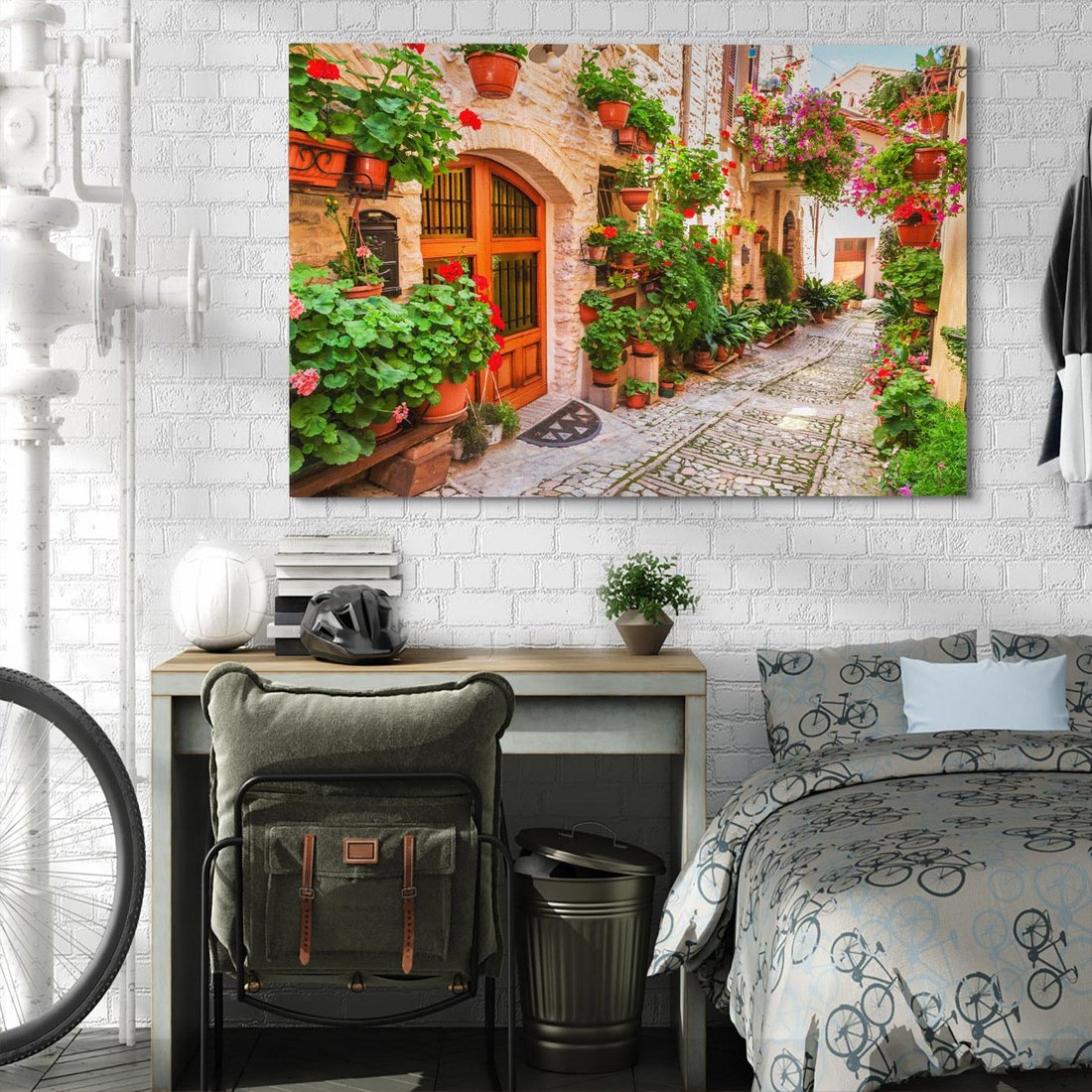 Obraz na płótnie 120x80 - Kolorowa harmonia - uliczka, miasto