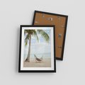 Plakat w ramie 30x40 - Relaks na plaży - palma, hamak - rama czarna