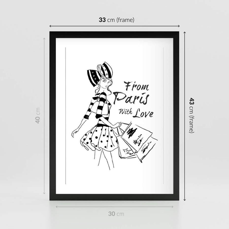 Plakat w ramie 30x40 - Paryż - Miasto Romantycznej Grafiki - Paryż, Paris - rama czarna