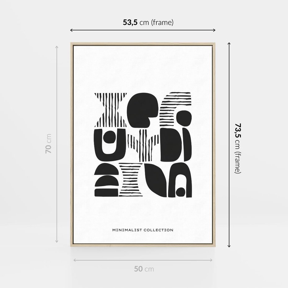 Obraz w ramie 50x70 - Taniec Dziwacznych Kresek - minimalistyczny plakat, czarno biały - rama drewno