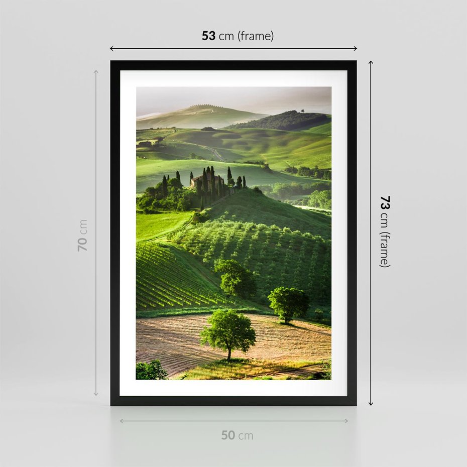 Plakat w ramie 50x70 - Prowansja: malownicze winnice w kraju Włoch - Prowansja, Włochy - rama czarna