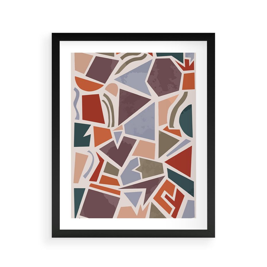 Plakat w ramie 40x50 - Intrygujące Rozbicie - gemoetryczne kształty, mozaika - rama czarna