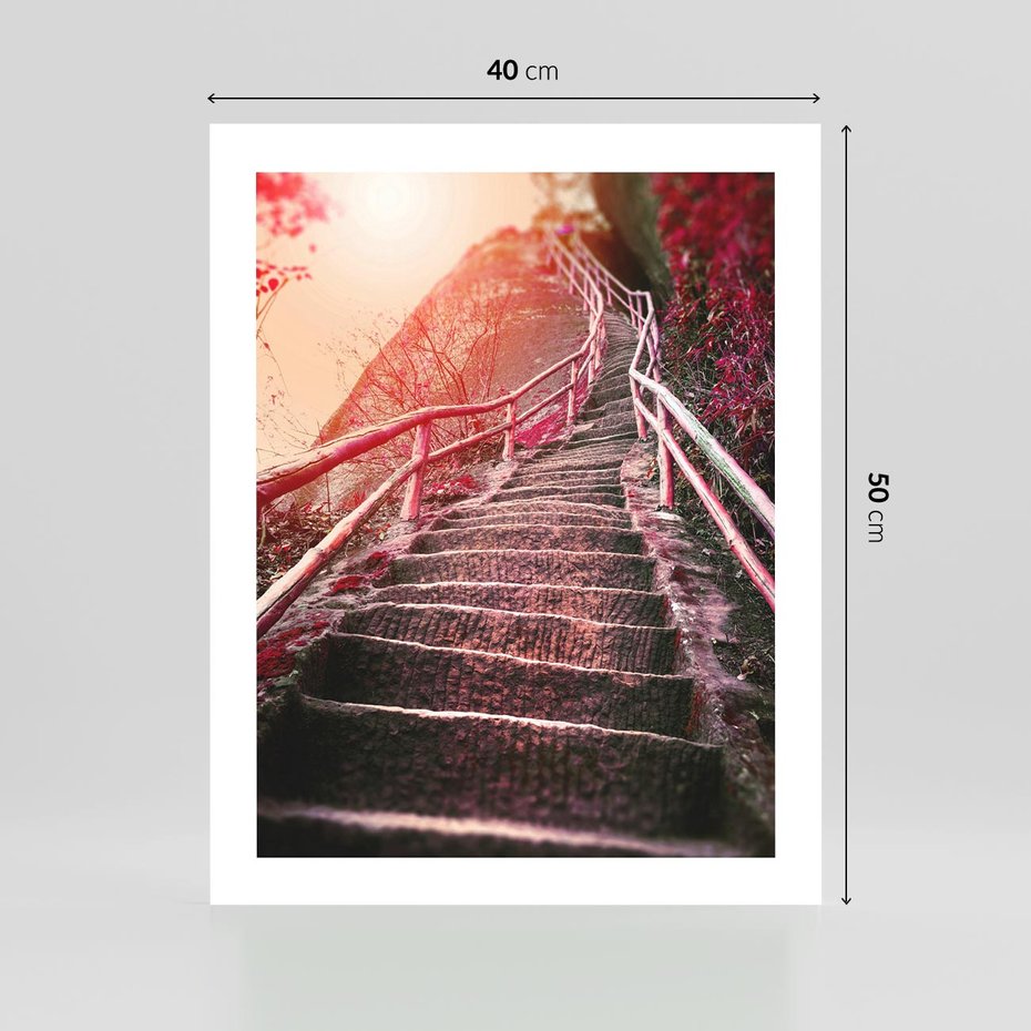 Plakat bez ramy 40x50 - Schody prowadzące do nieznanych ścieżek - schody, ścieżka