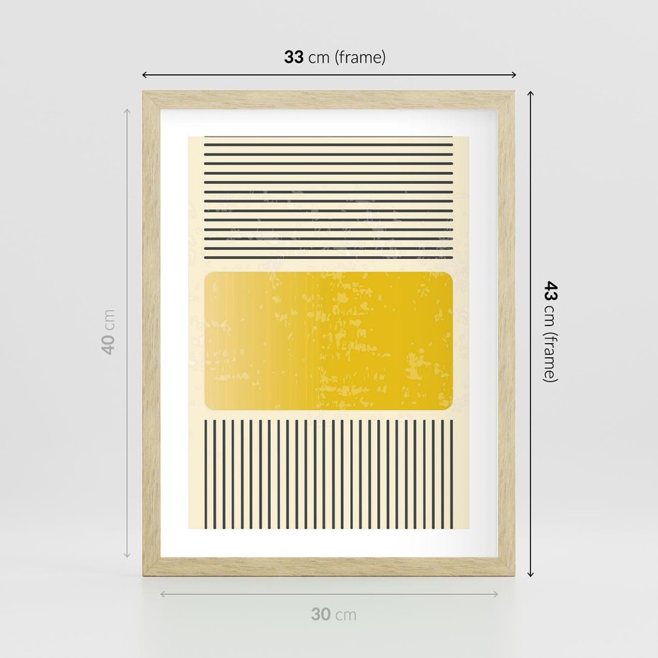 Plakat w ramie 30x40 - Geometryczna Harmonia - geometria, nowoczesny plakat - rama drewno