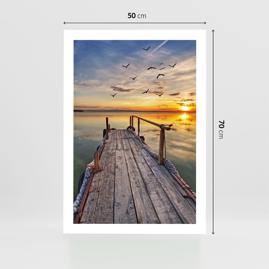 Plakat bez ramy 50x70 - Spokojny pomost nad jeziorem - pomost, jezioro