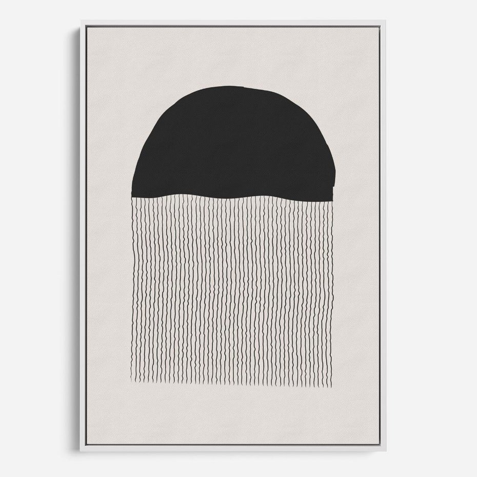 Obraz w ramie 50x70 - Wewnętrzne Widzenia - abstrakcyjna kompozycja, półkole - rama biała