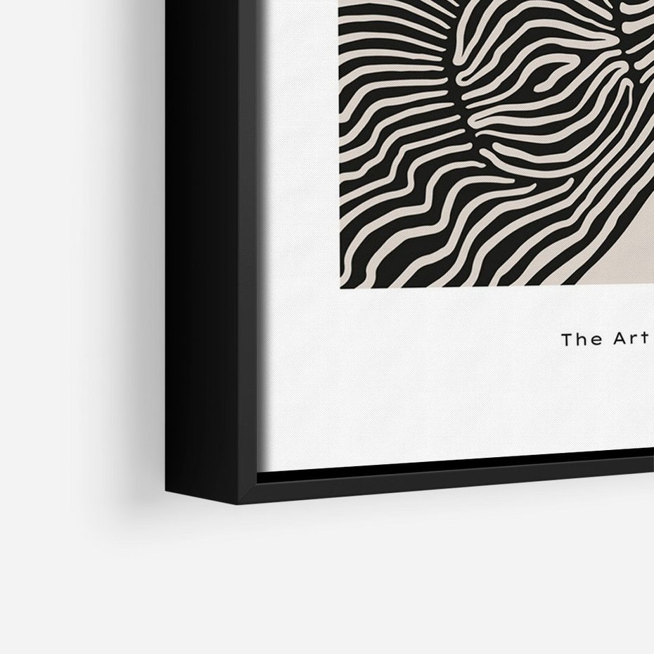 Obraz w ramie 50x70 - Wewnętrzne Zagadki Kształtów - sztuka minimalizmu, biało czarna rycina - rama czarna