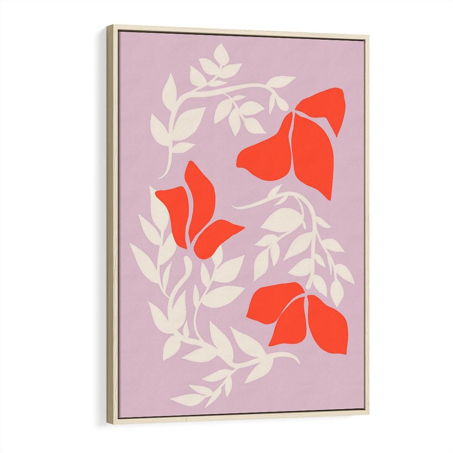 Obraz w ramie 70x100 - Kwiatowa Kreatywność - nowoczesny plakat, roślinne motywy - rama drewno