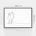 Obraz w ramie 100x70 - Wspólne Kroki - line art, szkic - rama czarna