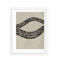 Plakat w ramie 40x50 - Kontury Ewolucji Materii - boho plakat, czarne kropki kreski - rama biała