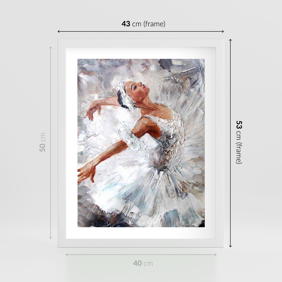 Plakat w ramie 40x50 - Baletowa Sztuka - balet, sztuka - rama biała