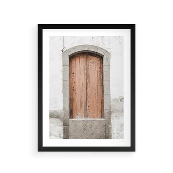 Plakat w ramie 40x50 - Śródziemnomorskie Drzwi Czasu - fotografia starych drzwi, śródziemnomorska architektura - rama czarna