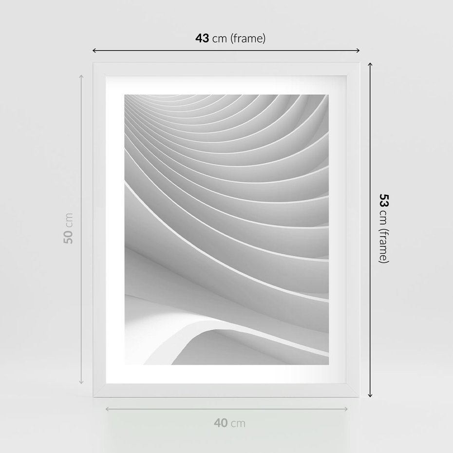 Plakat w ramie 40x50 - Geometryczna Harmonia - geometryczne, kształty - rama biała