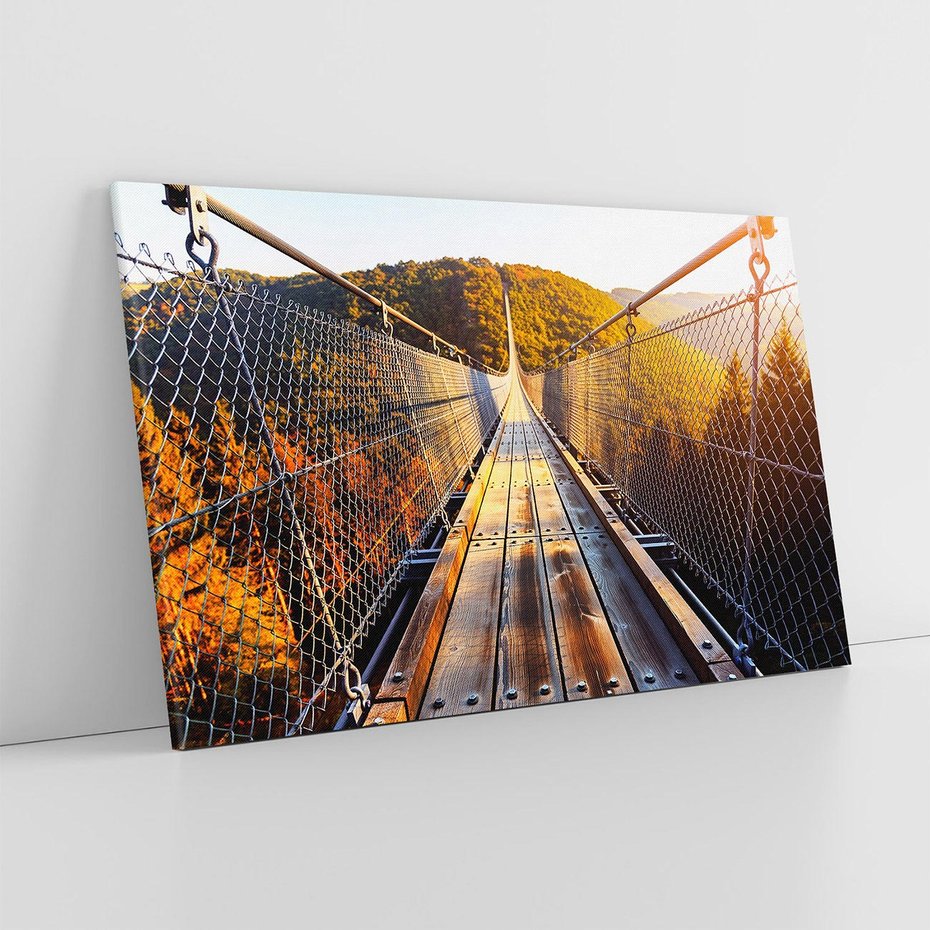 Obraz na płótnie 120x80 - Drewniany most w górach - most, drewniany