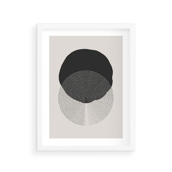 Plakat w ramie 30x40 - Boho Przenikanie Uroku - abstrakcyjna kompozycja, okręgi - rama biała